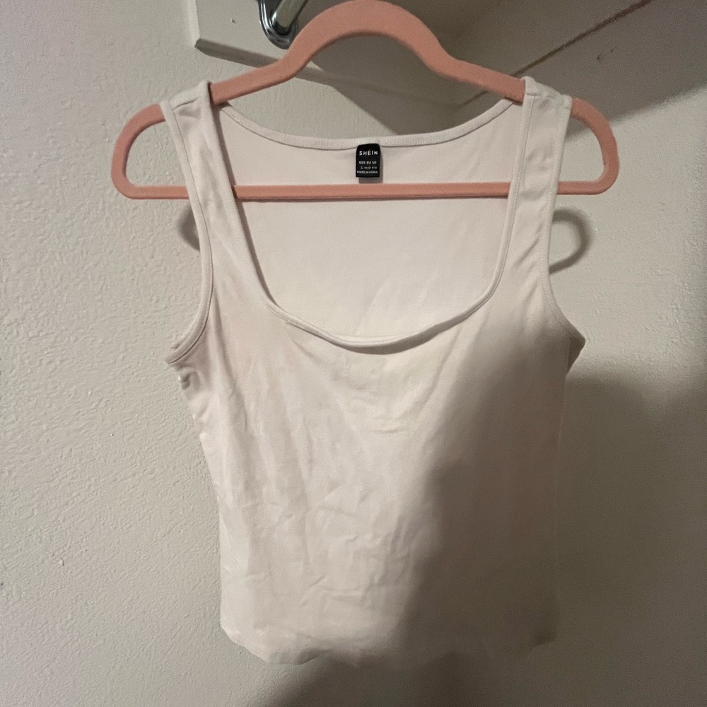 SHEIN BASICS Cotton Square Neck Solid Tank Top